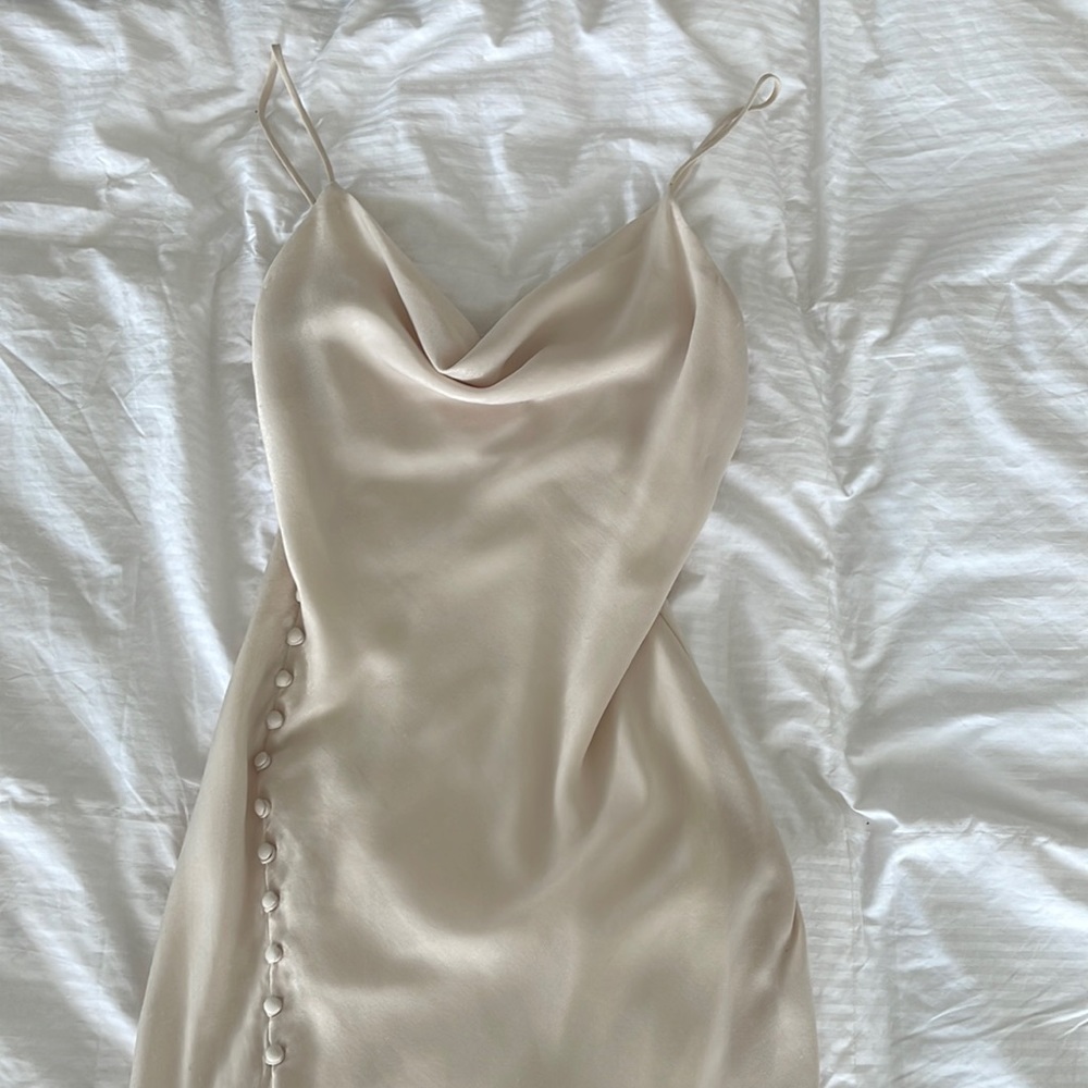 Cream satin zara midi dress